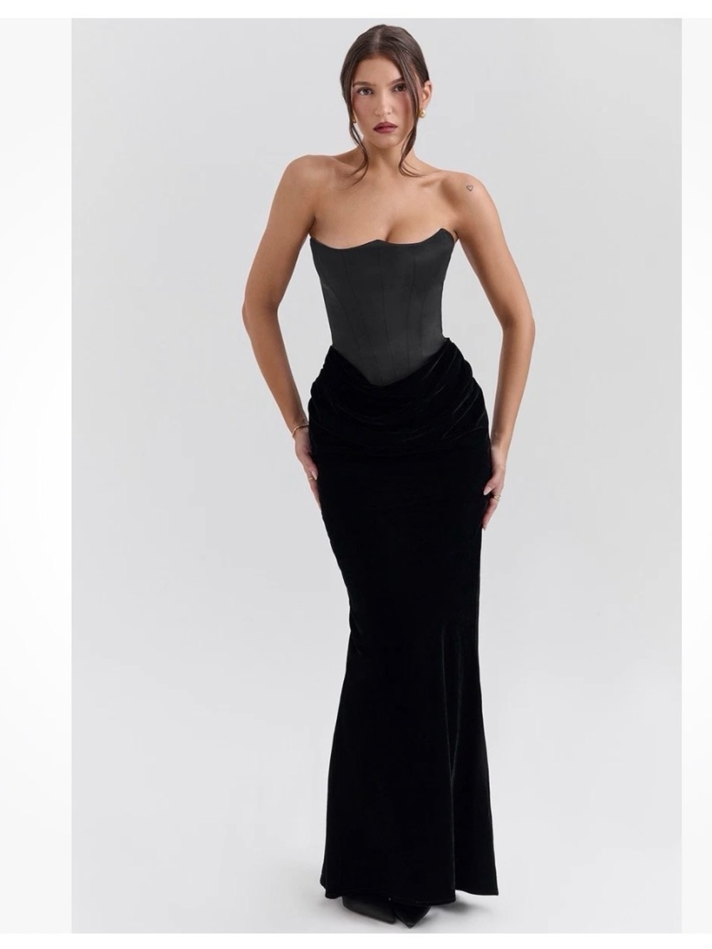 House of CB Black Strapless Corset Gown